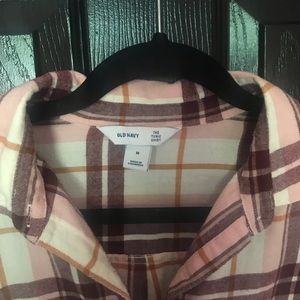 Old Navy Tops - Old Navy size M plaid tunic burgundy + blush Old Navy Tops - Old Navy size M plaid tunic burgundy + blush